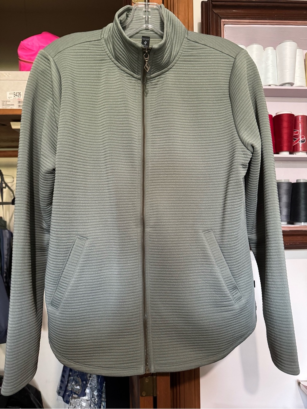 Trespass Men's Ribbed Full-Zip Jacket in Sage Green